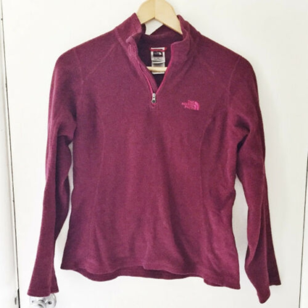 The North Face Womens Fleece Sz S Sweatshirt Burgundy Long Sleeve